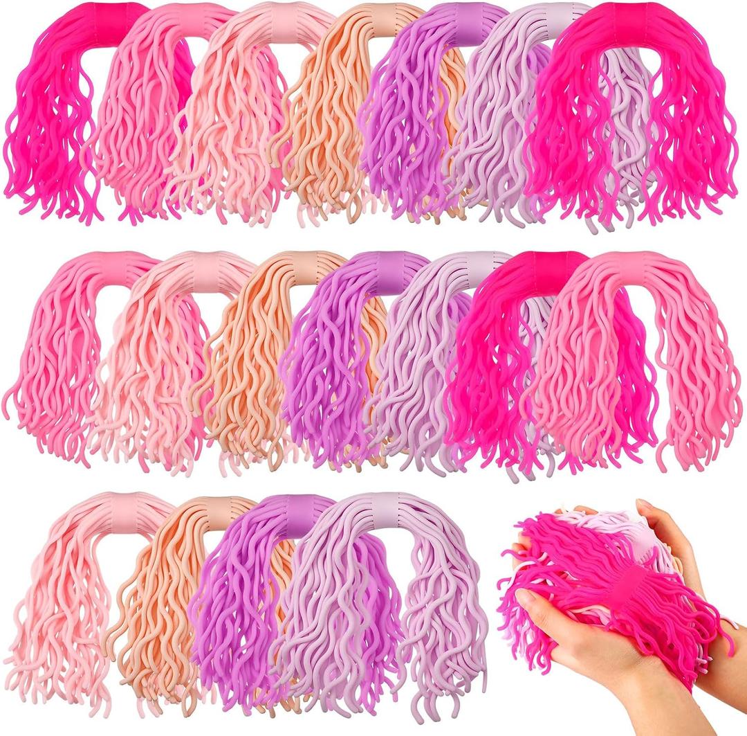 Novabright 18 Pieces Spaghetti Stretch Toy Sensory Fidget Squeeze String for Kids Childhood Education Classroom Prizes Adult Stress Relief Gift Office TPR Calming Party Favors (Soft Colors), 7.3 inches
