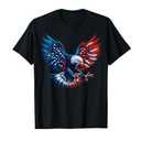 American Flag Bald Eagle Patriotic Eagle 4th of July USA T-Shirt, S