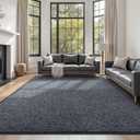 FinRec 6x9 Washable Area Rugs for Bedroom Living Room, Low Pile Thin Rug Solid Color, Non-Slip Carpet Indoor for Home Decor (Grey)