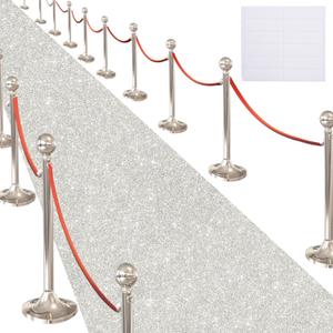 Glitter Carpet Runner for Party -200 GSM Thickness Non-Woven Fabric Runner Rug with Adhesive Tape, Hollywood Carpet for Event, Aisle Runner for Wedding Ceremony (Glitter White, 2.6FTx30FT)