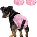 Pet Soft Dog Diapers Female, Disposable Female Dog Diaper, Doggie Diapers for Cat Puppy with Adjustable Foam Tail Hole (Pink,12, XS)