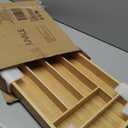 Juvale Kitchen Drawer Organizer Tray - 17 x 11.75 x 1.75 in, Natural Wood, 6-Slot Utensil & Cutlery Organizer - Silverware Holder & Storage Tray (Brown)