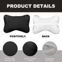 DXNQ 2PCS Car Neck Pillow, Soft Leather Headrest Pillow for Car Support Neck, Breathable Ergonomic Neck Support Relief Cushion for Driving with Adjustable Strap, Universal Car Accessories (Black)