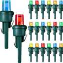 Honoson 120 Count 5 mm Winter LED Replacement Bulbs Bulk Wide Angle Winter LED Light Bulbs String Replacement Festival Light Garland Outdoor Tree Home Decoration (Green Base with Multicolor Bulb) (Red, Yellow, Blue, Green, Orange)