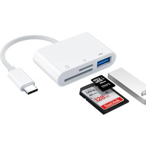 USB C SD Card Reader Adapter, Fermoved Type C Micro SD TF Card Reader Adapter, 3 in 1 USB C to USB Camera Memory Card Reader Adapter for New Pad Pro MacBook Pro and More UBC C Devices