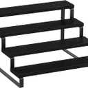 Giikin 4 Tier Display Stand Riser, Wooden Display Stand Perfume Organizer Stand Cupcake Stand Holder, Tiered Display Stand Risers Display Shelf for Home and Shop, Black