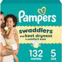 Pampers Swaddlers Diapers, Size 5 (20-37 lbs), 132 Count, Absorbent, Keeps Baby Dry and Comfortable, Skin Safe Disposable Baby Diaper (Packaging May Vary)