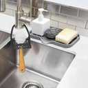 ZMD Silicone Bathroom Soap Dishes,Kitchen Sink Soap Sponge Tray Self Draining Silicone Soap Holder for Bathroom,with Drain Spout-Bathroom and Kitchen Sink Organizer,for Dish Soap Bottle,Soap Dispenser