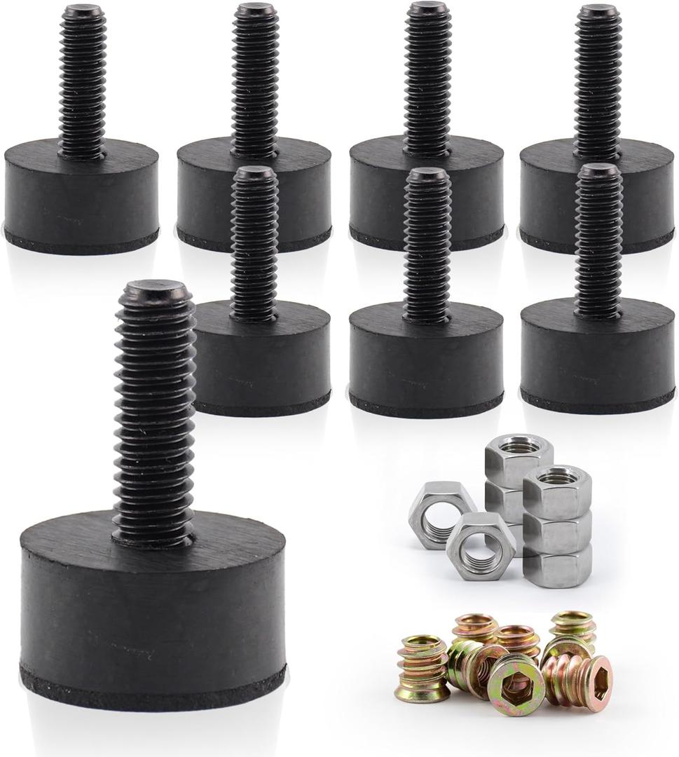 5/16 Rubber Adjustable Furniture Leveler8 Pack Leveling Feet Screws in Threaded, Feet Levelers Screw On Furniture Glide Leveling for Table, Chair, Furniture Legs