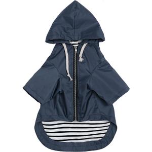 Dog Raincoat rain Jacket Raincoat Dogs Waterproof Breeds Zip Closure Storage Pocket Harness Hole Blue M