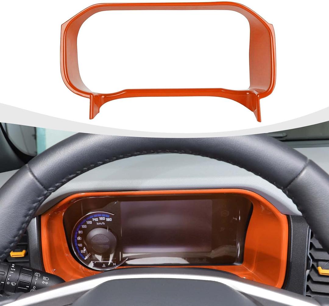 RAZPOY for Bronco Dashboard Panel Trim, Center Control Dash Board Cover Compatible with 2021-2024 Ford Bronco Interior Accessories, Orange (Not for 2025 Bronco, Not for Sport)