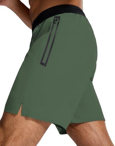 SNOWTEN Men's Running Active Shorts - Lightweight Quick Dry Gym Sports Tennis Short Single Zipper Pocket for Essentials, S