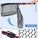 Upgraded Foldable Floating Fishing Net, Tangle-Free Coated Landing Net Extends from 27-35" with Telescoping Pole Handle, Fishing Gear for Ranger Boat, Kayak & Trout Salmon Bass Fishing, Gifts for Men, Standard