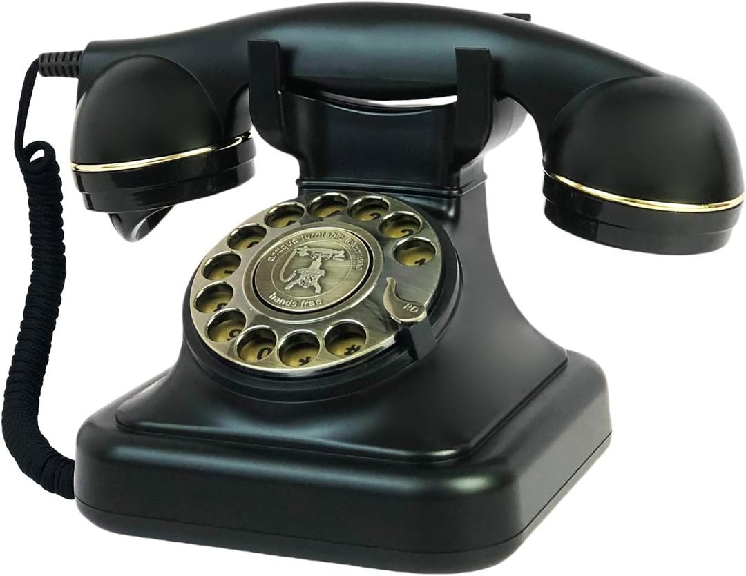 Retro Telephone, TelPal Black Corded Telephones of 1930s, Vintage Landline Home Phone, Decorative Old Fashion House Phones, Wired Analog Phone for Home/Office/Hotel/School