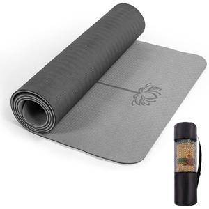 UMINEUX Yoga Mat Extra Thick 1/3'' Non Slip Yoga Mats for Women Eco Friendly TPE Fitness Exercise Mat with Carrying Sling & Storage Bag (Glacier Gray & Jet Black), 72"x24"x1/3"