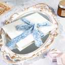 MAYREEL 1 Inch Dusty Blue Crushed Velvet Ribbon Frayed Edge Hand Torn Fringe for Bridal Bouquets Invitations Vow Books Gift Baskets Hair Bows 6 Yards