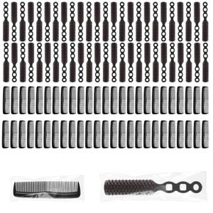 Qianyu 100 Bulk Hair Brushes and Combs Individually Wrapped Combs for Homeless Disposable Pocket Comb Set Detangling Hairbrush for Women Hotel Nursing Home Charity Shelter