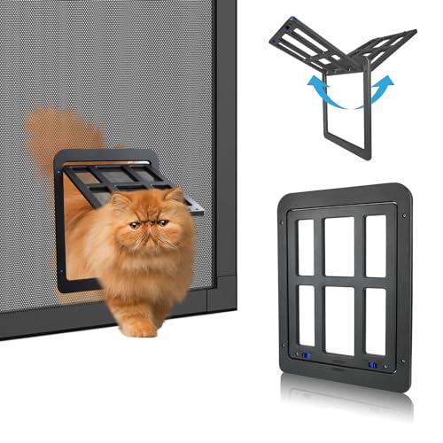 Billionchains Cat Screen Door for Sliding Screen Door with Flap Lockable, Suitable for Small Dog and Cat - Black