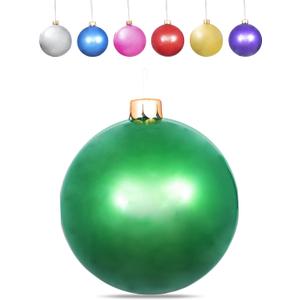 Inflatable Oversized Ornaments Jumbo Christmas Balls 15" 18" 25" or 30" inches Holiday Decorations Indoor Outdoor (Green)