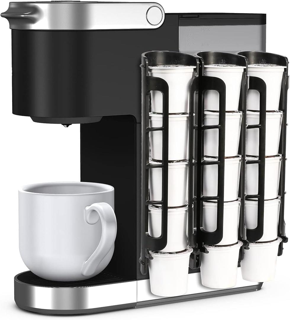 STORAGENIE Coffee Pod Holder Side Mount K Cup Pods Organizer compatible with Keurig Coffee Makers, Space Saving Kcup Storage, Perfect for Small Counters (3 Pack/For 15 K-Cups, Black)