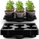 30 Pack 6 Inch Clear Nursery Pots and 5 Pack 6 Cell Round Plant Pot Trays, Sturdy Seeds Starting Germination Shuttle Carrying Trays, Planter Nursery Propagation 5 Sets