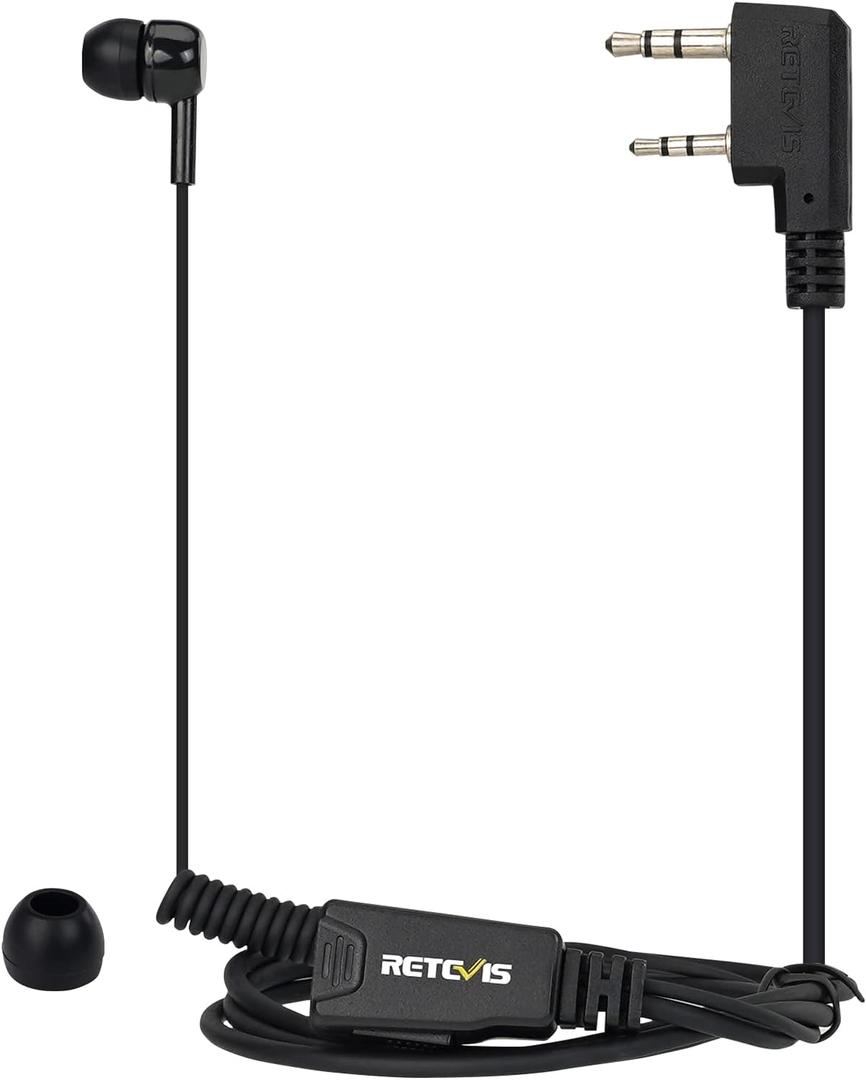 Retevis Walkie Talkie Earpiece with Mic, in-Ear, Coil Tube, with PTT, 2 Pin, for RT22 RT68 RT21 H-777 RT27 RT86, Compatible with SAMCOM, Kenwood 2 Way Radio, Security Two Way Radio Headset(1 Pack)