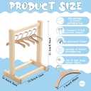 Suclain Mini Wooden Cookie Hangers and Rack Display Stand for Baby Shower Bridal Shower with 6 Hangers, Wood Cookie Rack with Faux Flowers, Vines, Ribbon and Treat Bags for Candy Table Wedding(Blue)