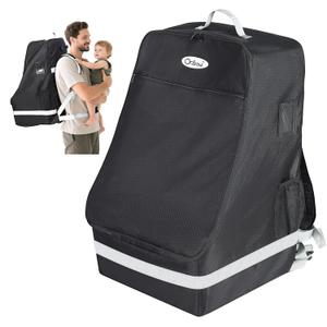 Orzbow Padded Car Seat Travel Bag for Airplane, Carseat Backpack Bags with Reflective Stripes, Infant Seat Travel Bag with Shoulder & Waist Strap, Car Seats Carrier for Airport Gate Check, Black
