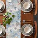 Coastal Crab Table Runner 60 Inches Long Farmhouse Dress Scarves, Nautical Summer Beach Starfish Coral Vintage Dining Tablerunner for Coffee Table/Kitchen Island/Party Décor, 13" x 60"