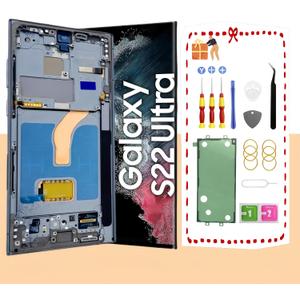 OLED for Samsung Galaxy S22 Ultra 5G LCD Display Screen Assembly Replacement for Samsung S22 Ultra Touch Digitizer Screen with Frame Toolkits S908U S908A US Version(Green)