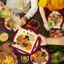 Turkey Thanksgiving Party Supplies Kit, Autumn Disposable Dinnerware Includes, Paper Dinner Plates, Dessert Plates, Luncheon Napkins and Beverage Napkins, for Fall party Decorations, Serve 50