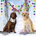 2 x 8 Strings Mardi Gras Hanging Garlands Glitter Green Purple Gold Circle Dots Garland Fat Tuesday Masquerade Paper Banner Hanging Ornaments for Backdrop Carnival Party Decorations - Single Sided