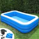 Inflatable Pool for Adults 10' x 6' - Bundle (Ground Tarp and Electric Pump Included) - Easy Setup (10ft x 6ft (w/ Electric Pump + Protective Tarp))
