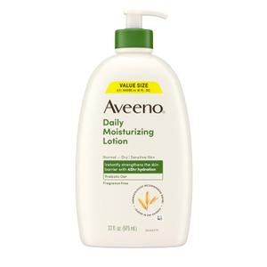 Aveeno Daily Moisturizing Body Lotion, Fragrance-Free Light & Creamy Lotion for Dry, Sensitive Skin With Prebiotic Oat Nourishes & Strengthens Skin's Moisture Barrier, Value Size, 33 fl oz