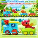 Train Set for Toddlers w/Steam, Music & Lights - Electric Train Toys for Kids w/Tracks Accessories, Including 3 Dinosaur Car and 3 Trailer; Gifts for 1-3 4 5 6+ Years Old Boys Girls