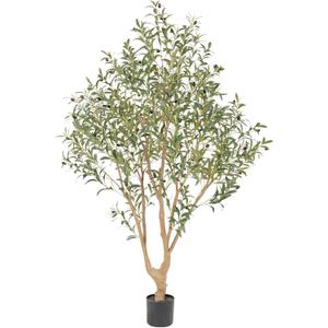 Majestic Faux Olive Tree 6ft Artificial Olive Tree Indoor & Outdoor with Lifelike Leaves & Textured Branches for Living Room, Office, Entryway, Patio