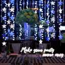 Patelai Glitter Star Garland Banner 2026 Graduation Decor 130 Feet Star Hanging Banner Twinkle Backdrop for Party Birthday Classroom Wedding Supplies(Ocean Blue, Glitter Silver)