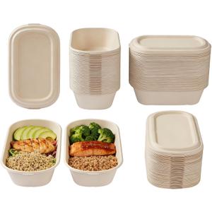 50pcs 27 Oz Meal Prep Containers - Disposable Meal Prep Food Containers With Lids, Microwavable And Freezable Compostable, Takeaway Containers Salad For Food Bowls And Bento Boxes(27 Oz/800 Ml)