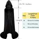 Black Hooded Cloak for Adult - Unisex Halloween Costume Vampire Witch Cape Wizard Robe Gothic Cosplay Cloak with Hood (XXL)