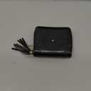 BOSTANTEN Credit Card Holder Wallet RFID Double Zipper Small Wallet for Women Leather Keychain Wallet with Tassel Black