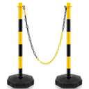 Konohan 2 Sets 34 Inch Parking Cone Delineators Post Traffic Cone Plastic Stanchion Set Stands Parking Barrier with Base 6.6 ft Chain S Hooks Reflective Collar (Yellow, Black)