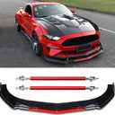 Universal Front Bumper Lip Chin Spoiler Splitter Diffuser Guard Wing Protector Trim Car Body Kit with Adjustable Support Splitter (Matching - Support rod:11-13, Red#2)