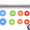 Rolling Pin and Silicone Baking Pastry Mat Set, Stainless Steel Dough Roller with Adjustable Thickness Rings, for Pizza, Pie, Pastries, Pasta, Cookies (Red)