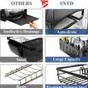 SNTD Dish Drying Rack for Kitchen Counter - Large Dish Rack with Drainboard, Rustproof Dish Drainer with Utensil Holder for Sink, Black, 16.7" x 11.8" x 5.7"