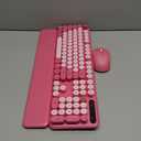 Wireless Keyboard and Mouse Combo - Round Keycaps, Full-Size Retro Typewriter Keyboard with Detachable Wrist Rest, Sleep Mode & Tilt Legs, 2.4GHz Cordless Connection for Mac/Windows/PC (Hot Pink)