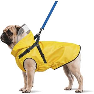 Dog Raincoat: Dog Rain Jacket with Reflective Harness & Removable Hood | Waterproof Dogs Rain Coat Poncho for Dogs Puppies (Yellow - M)