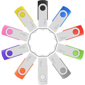 Enfain 10-Pack 8GB USB 2.0 Flash Drives  Colorful Thumb Drives for Photos, Videos, School & Office, 10 Assorted Colors