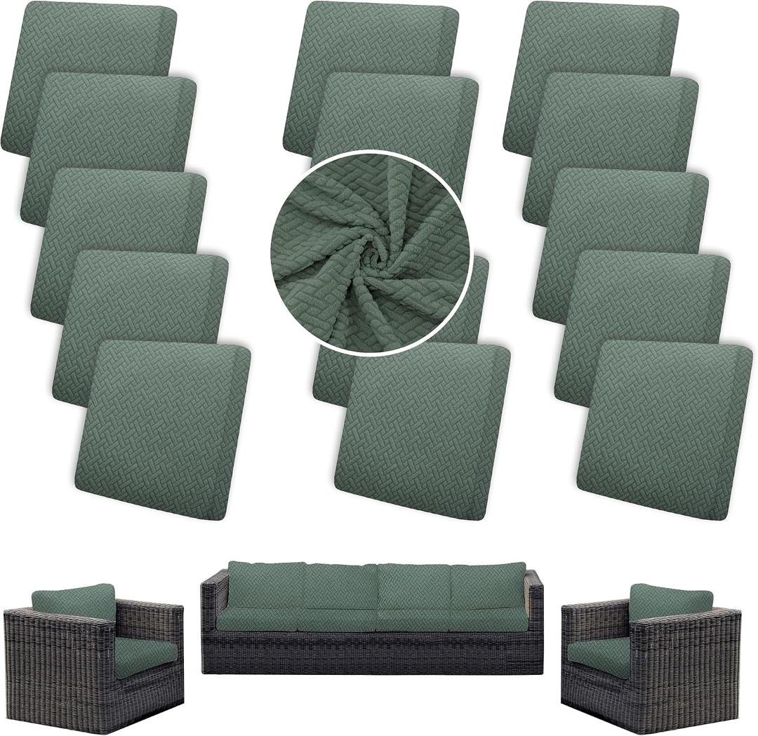 Outdoor Cushion Covers Set,14PCS Patio Furniture Couch Seat Slipcovers, Replacement for Sofa Sectional Chair(CoverOnly)
