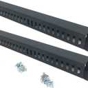 2 Pack 1U 19 Inch Cable Manager Horizontal Rack Mount 24 Slot Metal Finger Duct Wire Organizer with Cover and Mounting Screws for Server Rack, Black(24S2P)