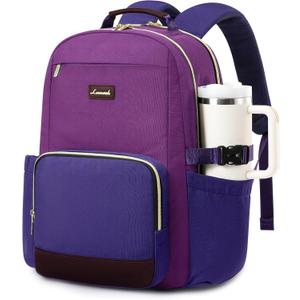 LOVEVOOK Laptop Backpack for Women with Pouch Pocket for Large Capacity Cup,15.6 Inch Laptop Computer Bag Travel Backpack Purse,Waterproof Work Business College Teacher Backpack,Purple Red-Blue Purple